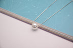 Dainty Single Pearl Clavicle Necklace Minimalist Platinum-Tone Chain, Delicate Collarbone Pendant, Gift for Her