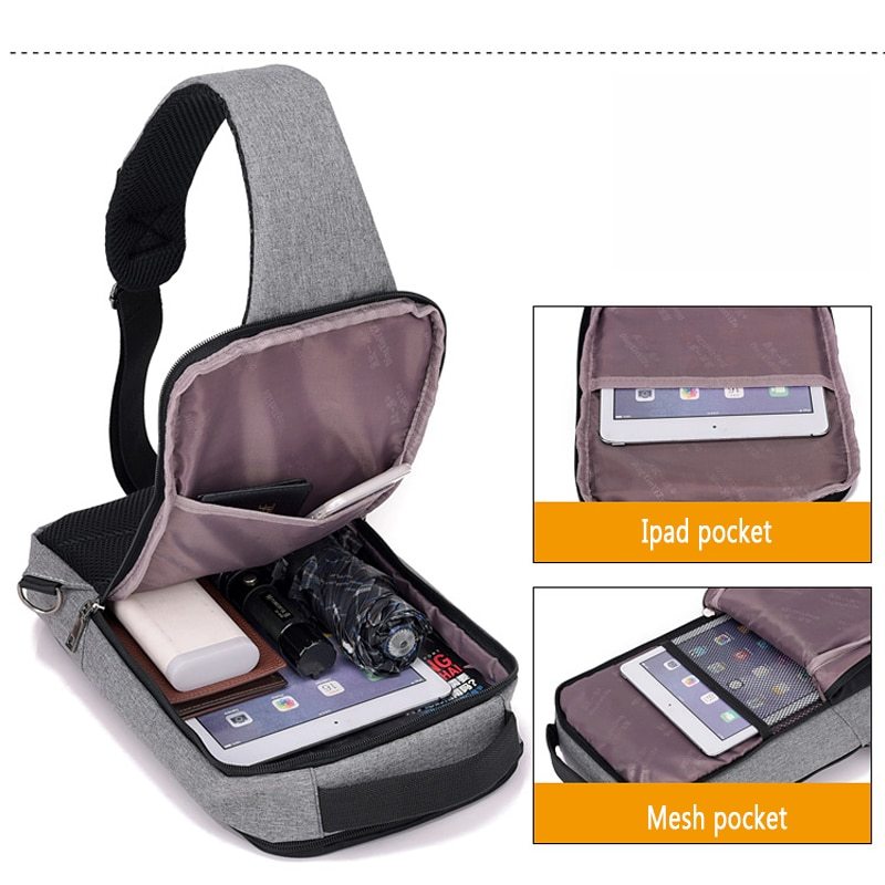 Ultimate Anti-Theft USB Charging Sling Bag - Waterproof Crossbody Chest Backpack for Men Women Travel Hiking Daily Use RFID Blocking Secure Shoulder Pac