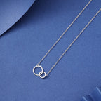 Women's Simple Design Asymmetrical Size Double Ring Clavicle Necklace Versatile