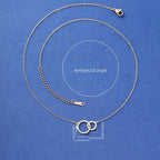 Women's Simple Design Asymmetrical Size Double Ring Clavicle Necklace Versatile